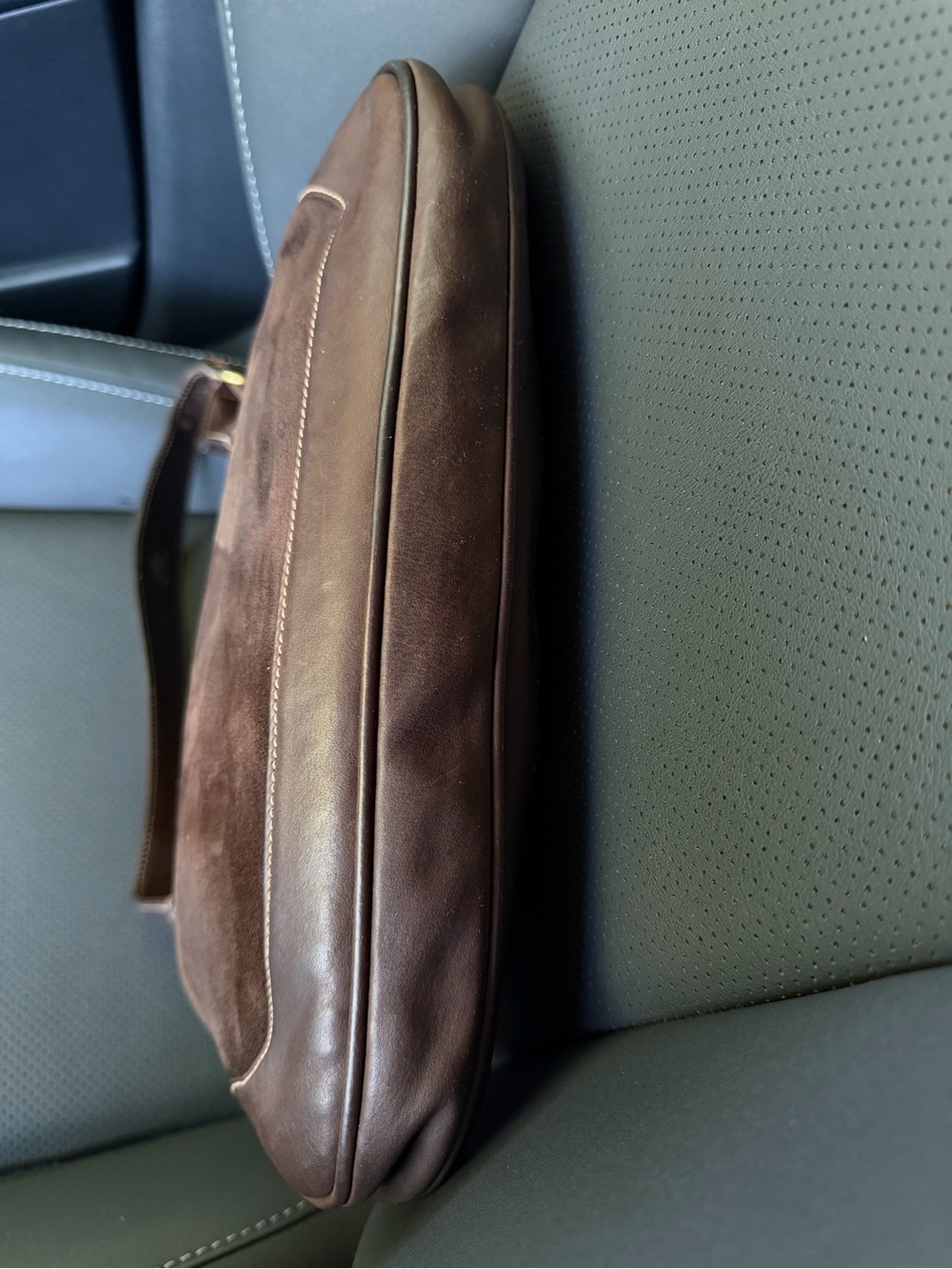 Rare Vintage Gucci Jackie Brown Suede Web Stripe Crossbody Bag - Picture 9 of 16